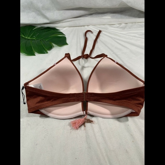 NWT $30 Shade & Shore‎ Copper Tassel Push Up Triangle Bikini Top [ 38DD ] - Picture 9 of 12